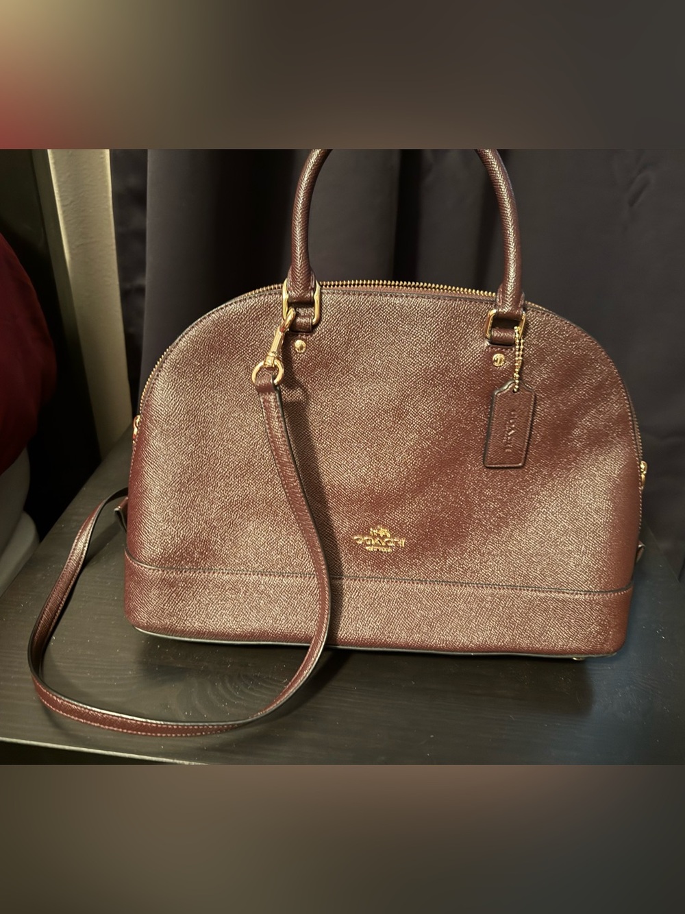 Coach Mini Sierra Burgundy Dome Satchel with Removable Strap - Picture 3 of 9